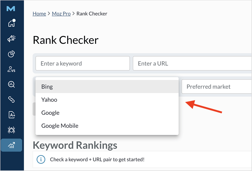 Moz's 'Rank Checker' tool