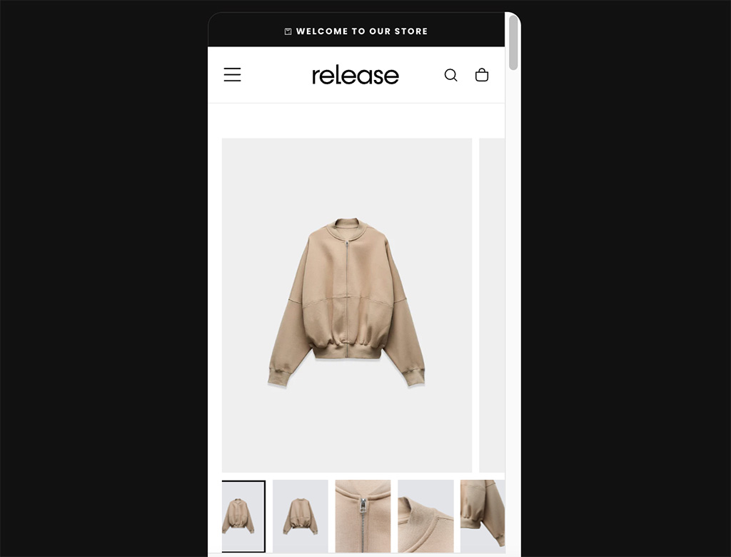 Previewing a responsive Shopify templates in the Shopify theme store