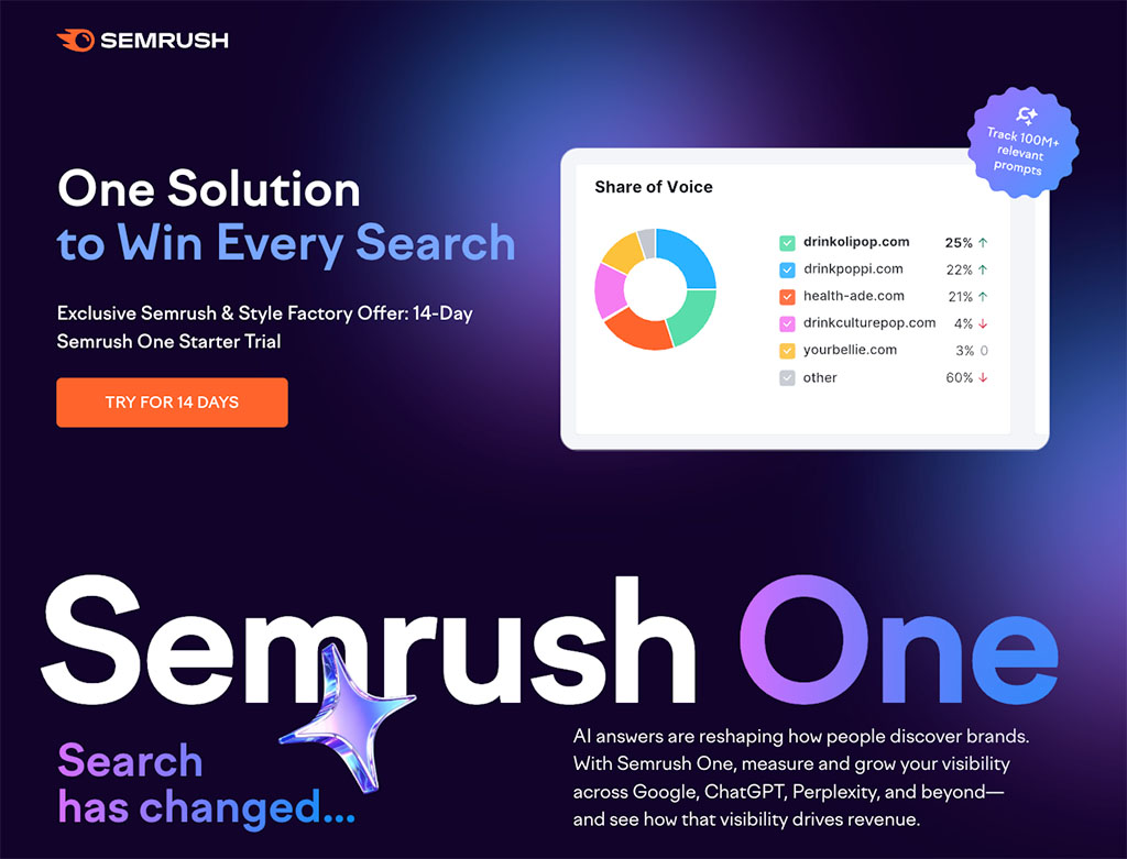 The Semrush extended free trial made available in partnership with Style Factory
