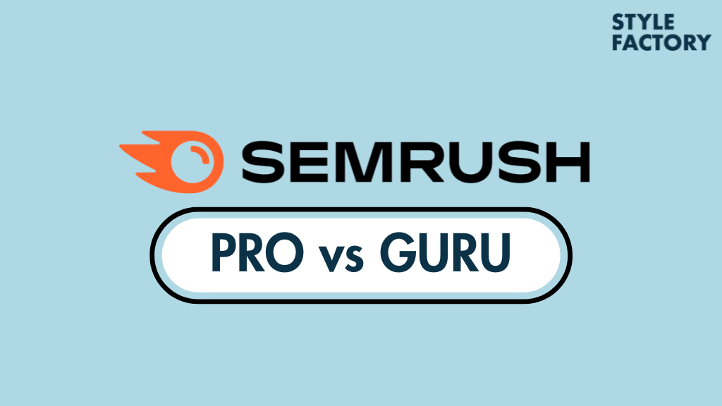 Semrush Pro vs Guru — the Semrush logo with a 'Pro vs Guru' label underneath