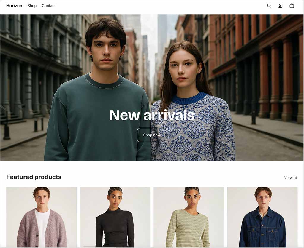 Example of a Shopify theme('Horizon').