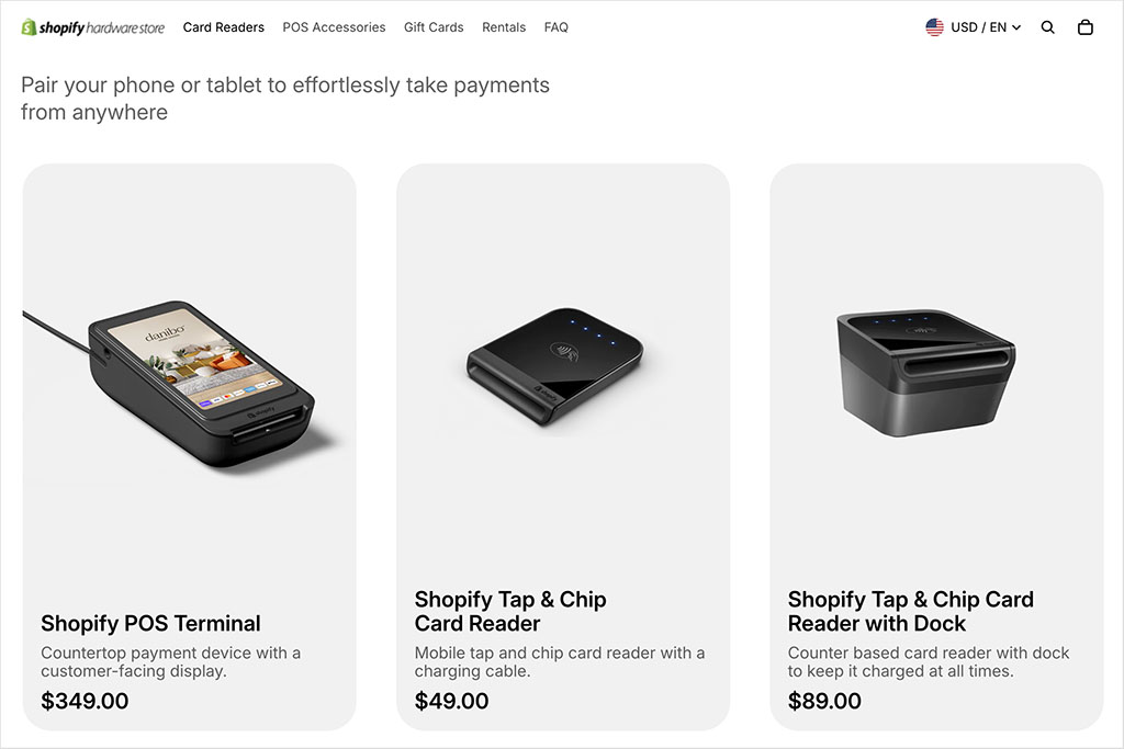 Products available in the Shopify hardware store