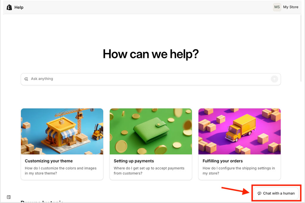 The 'Chat with a human' button