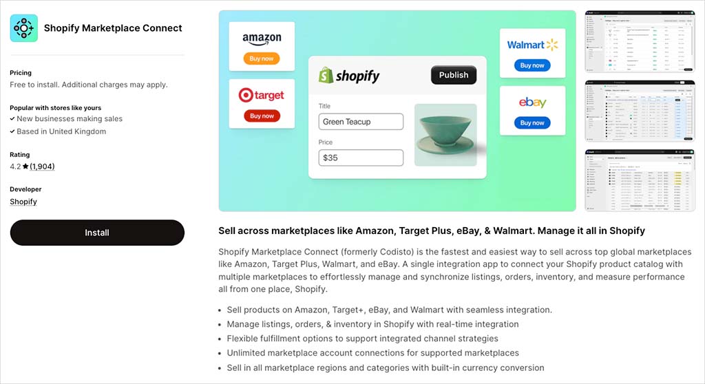 The Shopify Marketplace Connect app