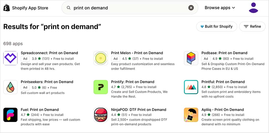 Some Shopify print on demand apps