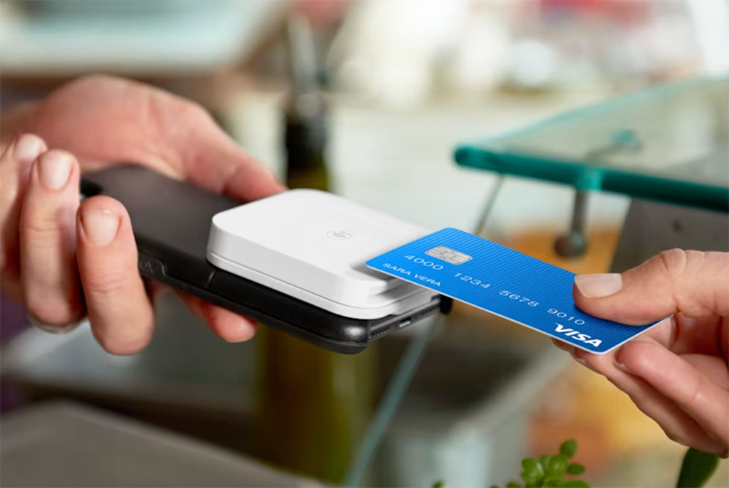 The Square card reader in use
