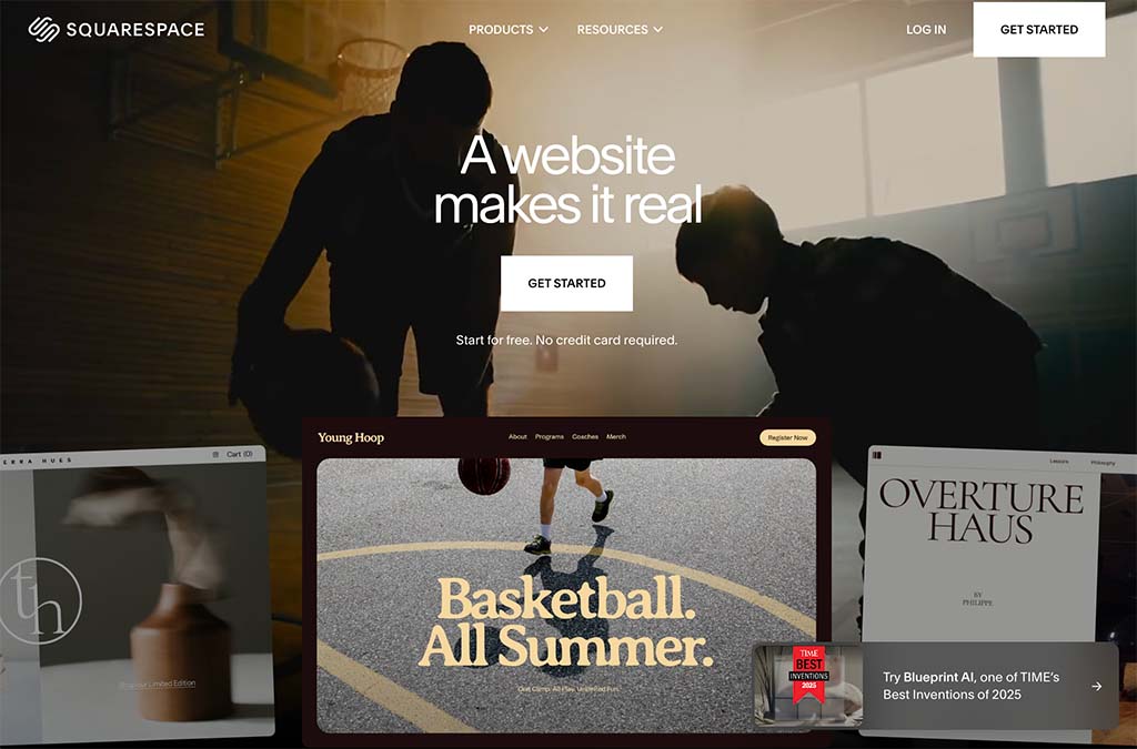 The Squarespace home page