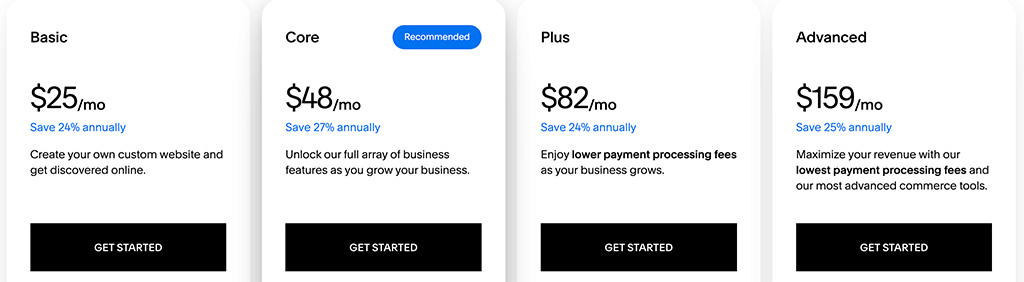 Squarespace pricing plans