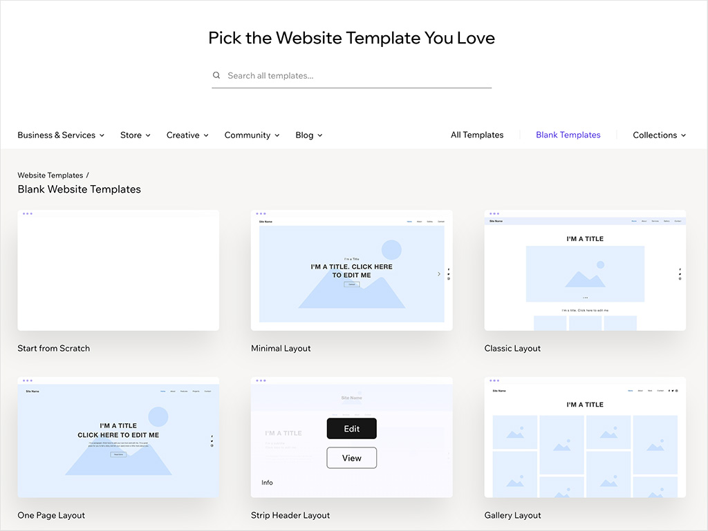 Blank templates for Wix