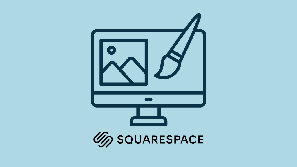 Best Squarespace templates (image of a website design template and the Squarespace logo)