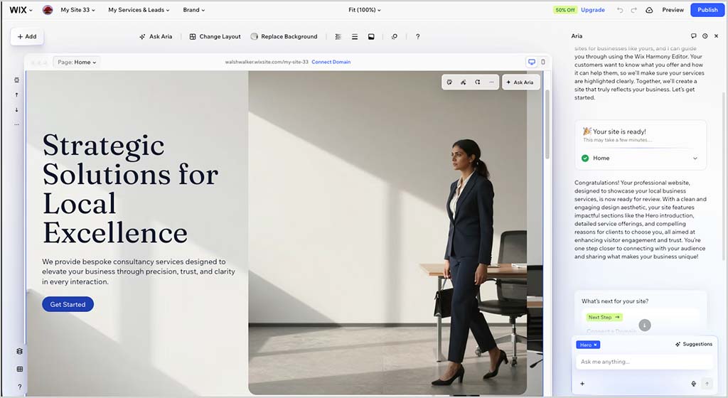 Using Wix 'Aria' to build a website