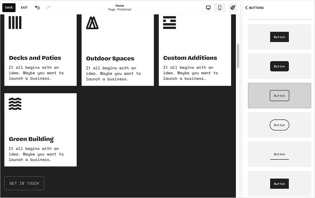 Tweaking design elements is often easier in Squarespace than in WordPress