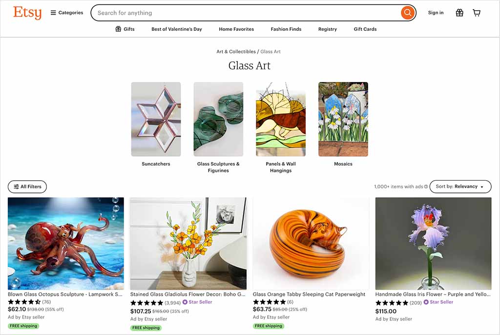 Arts and crafts being sold on Etsy