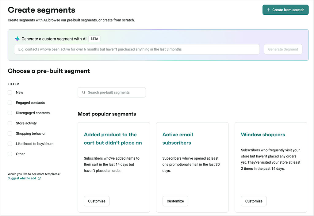 Creating segments in Omnisend