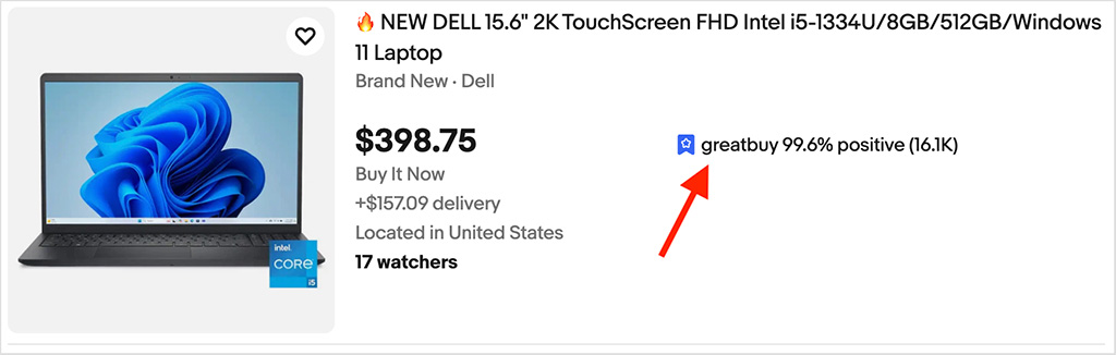 eBay's 'great buy' label.