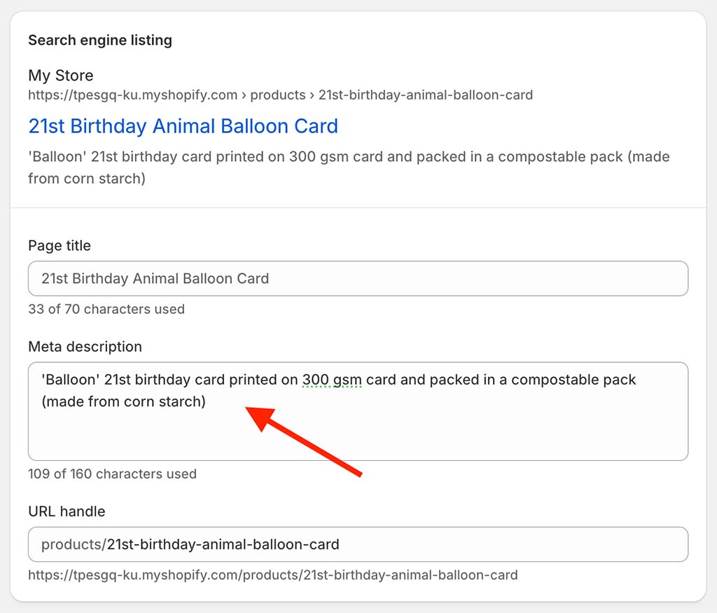 Editing a product description in Shopify