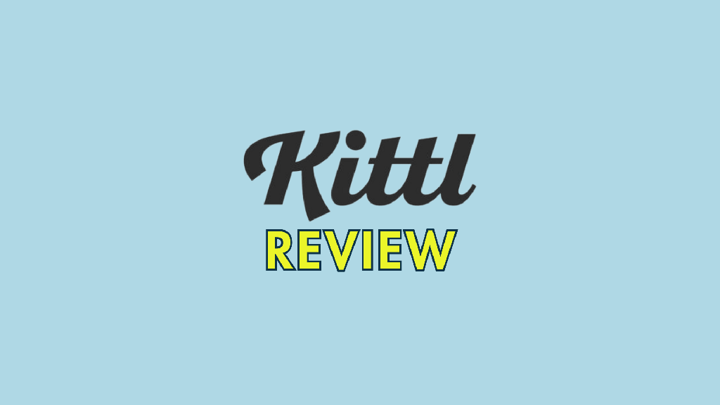 'Kittl review' a black Kittl logo and the word 'review' against a pale blue background.