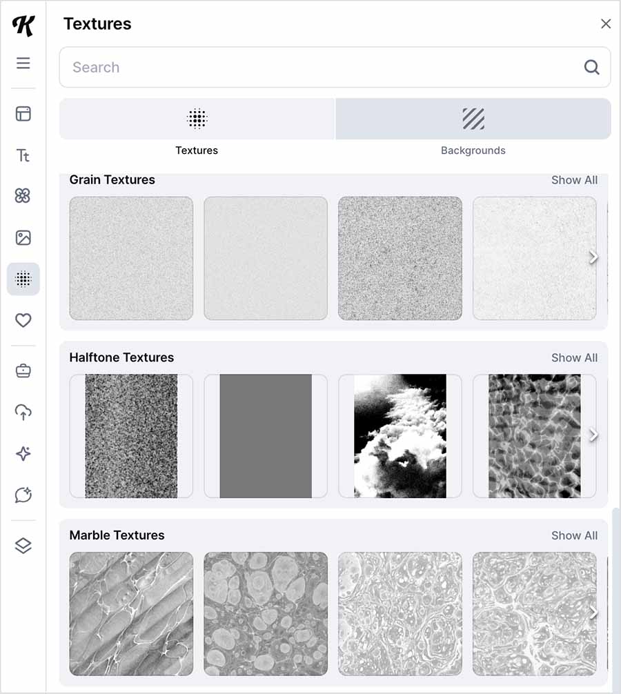 Kittl's texture library