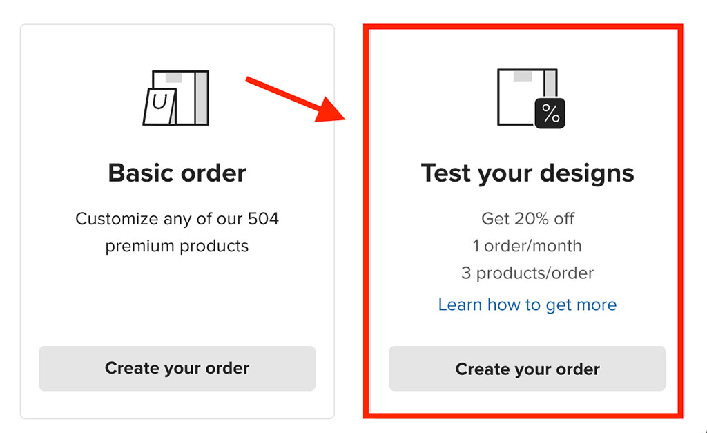 Ordering samples in Printful