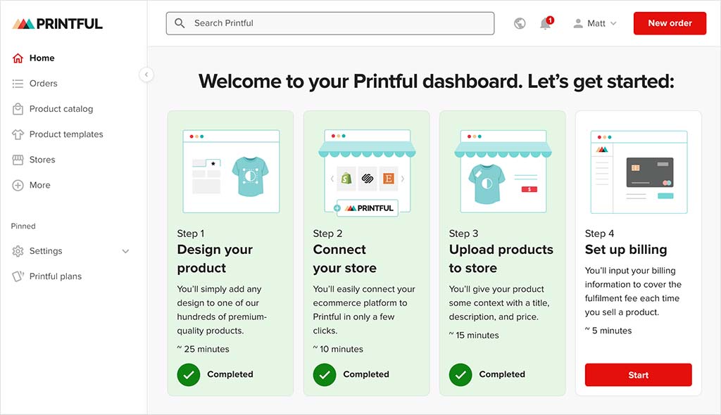 Printful interface