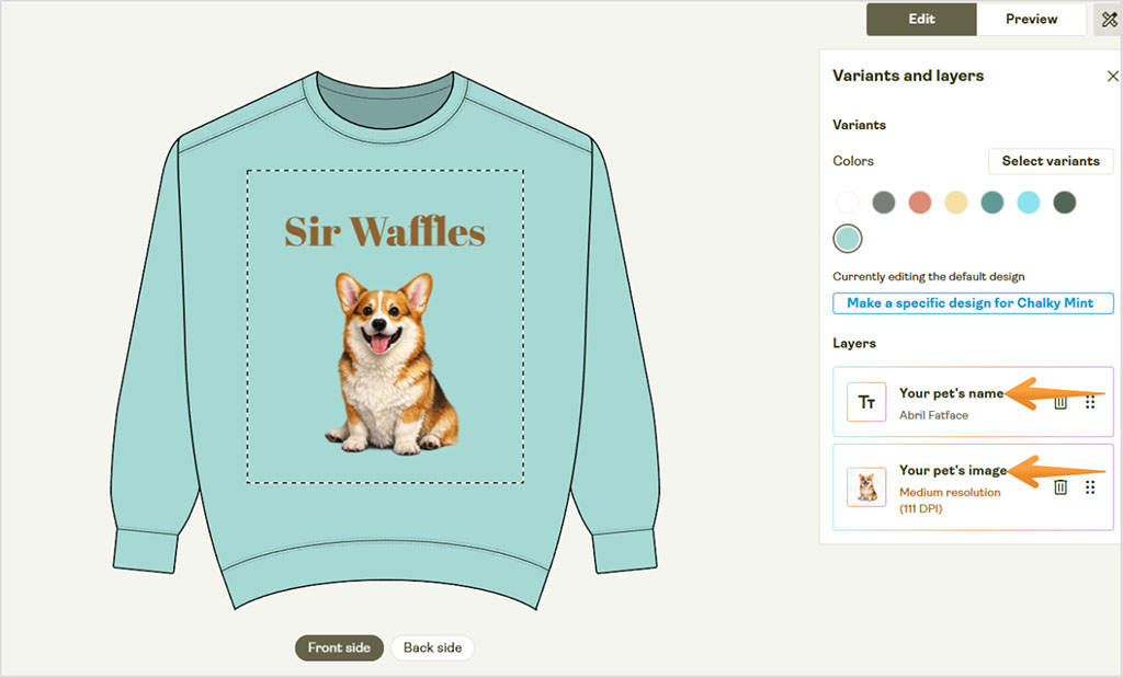 Printify product personalization