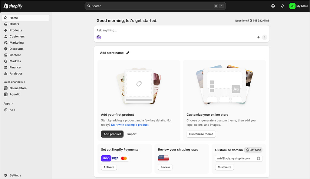 Shopify interface