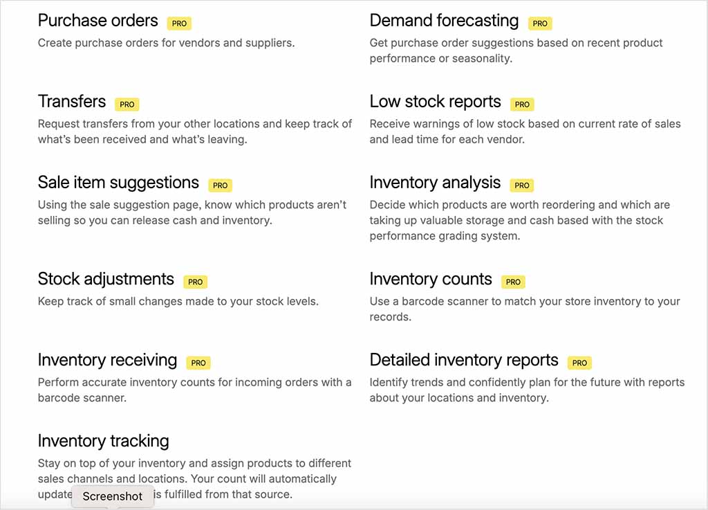 Shopify inventory management features