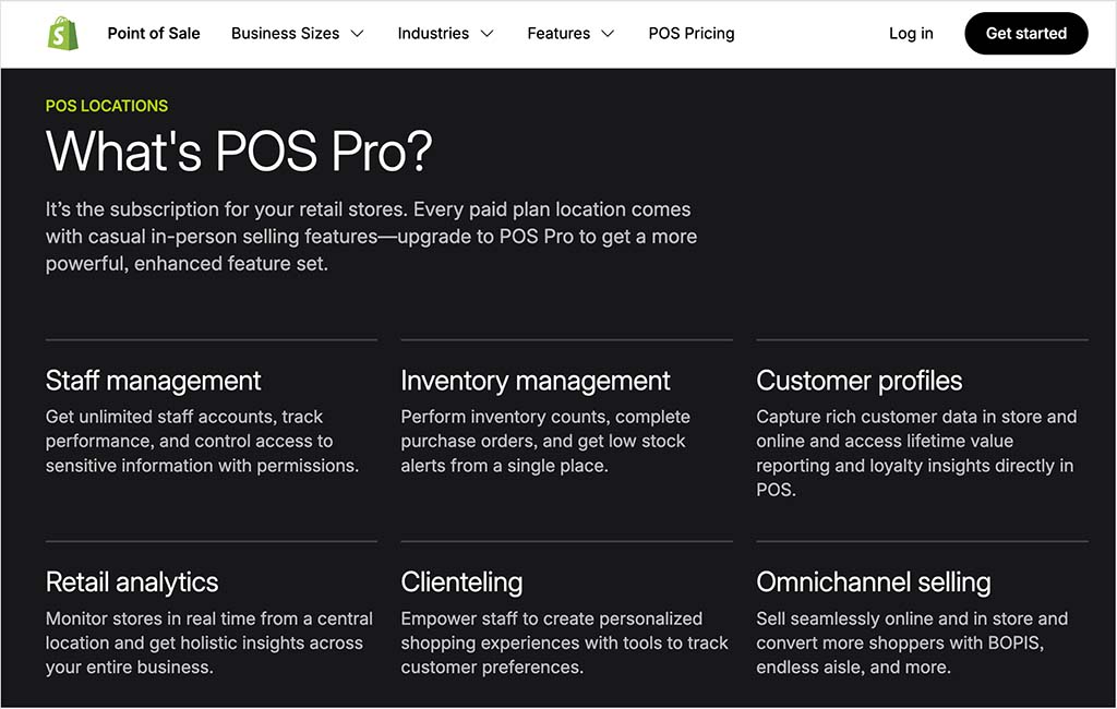 Shopify 'POS Pro' features
