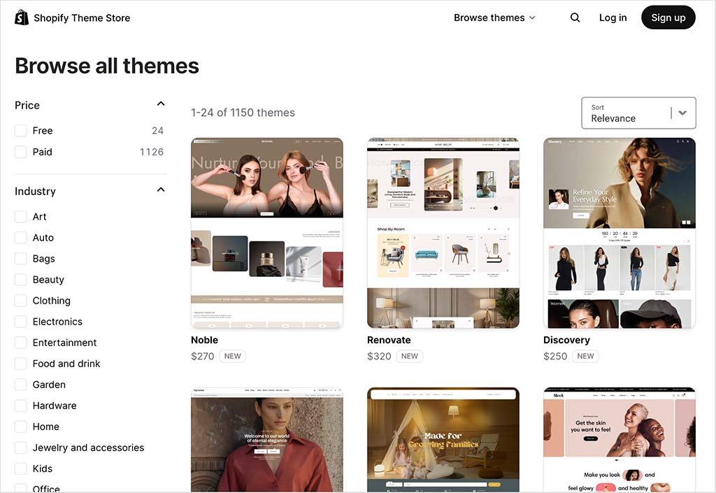 The Shopify theme store