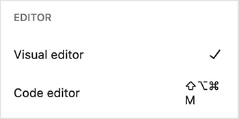 Toggling between visual editing and code editing in WordPress