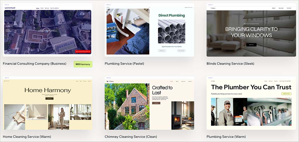 Wix template examples