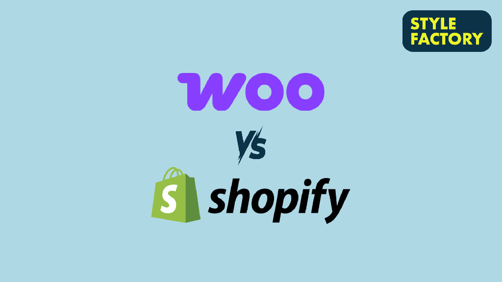 WooCommerce vs Shopify — the two company logos against a light blue background.