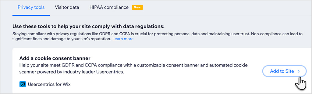 Adding a cookie banner to a Wix site