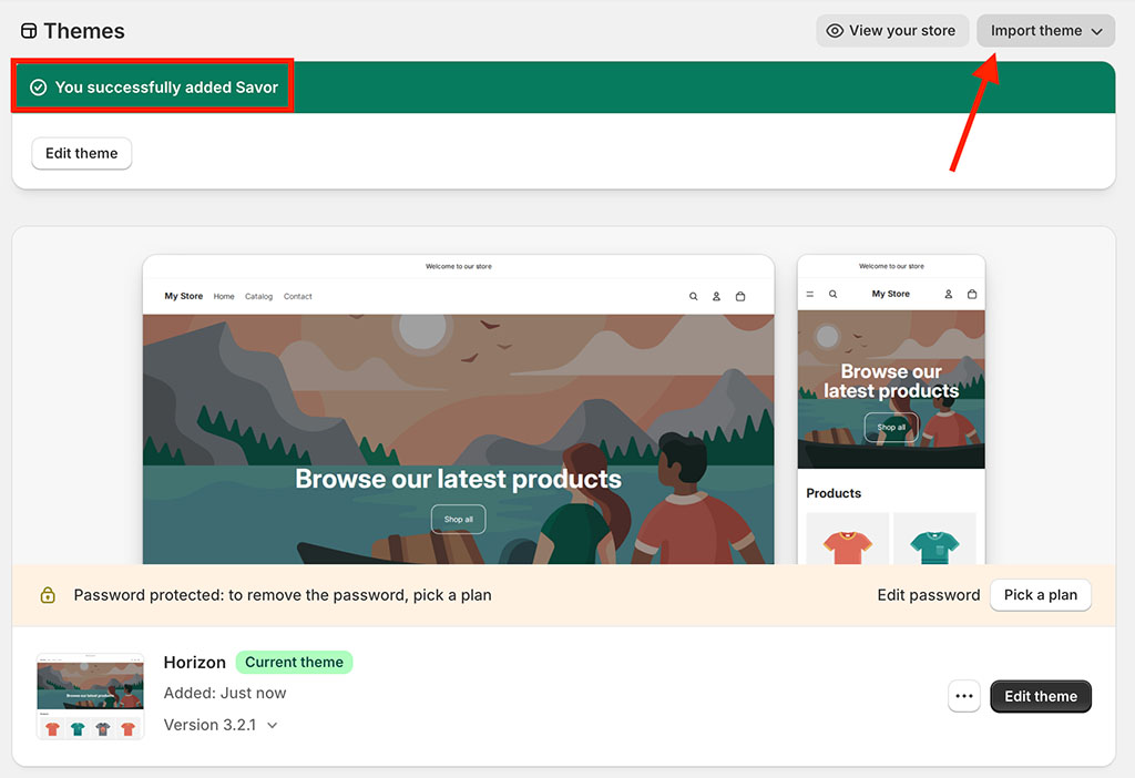 Adding additional themes to a Shopify store.