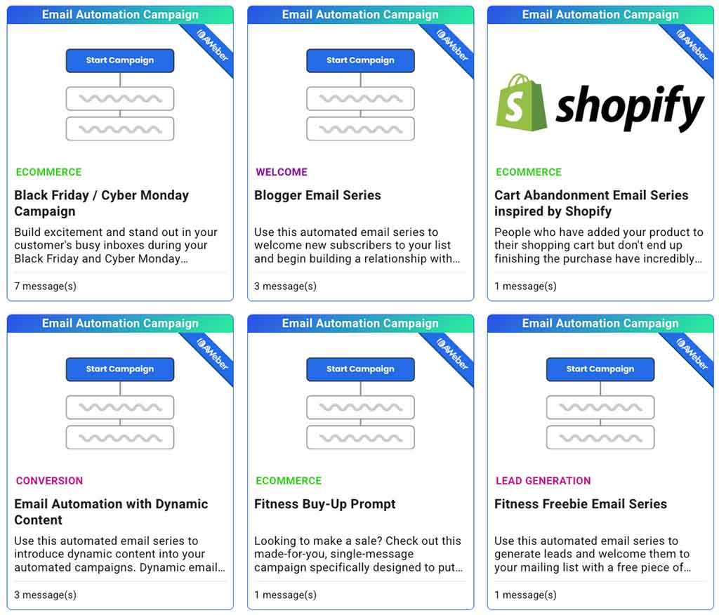 AWeber marketing automation templates