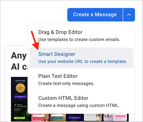 AWeber's smart designer option