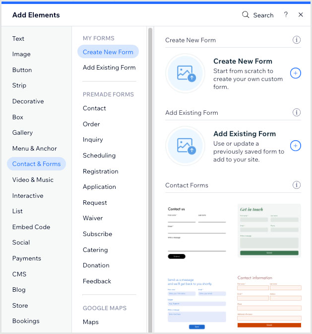 Building forms in Wix