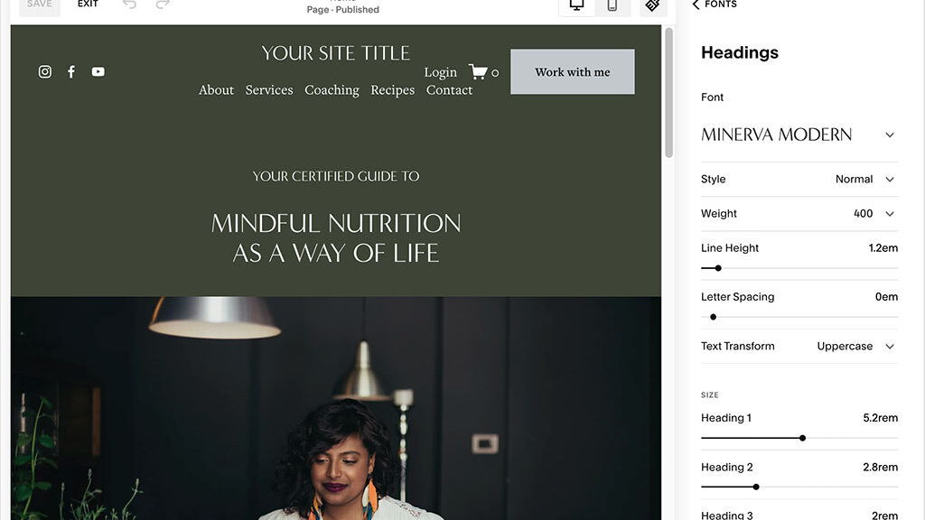 Editing a Squarespace website