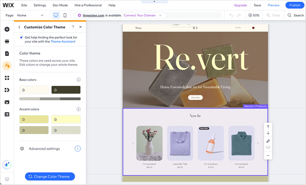 Editing a site in Wix