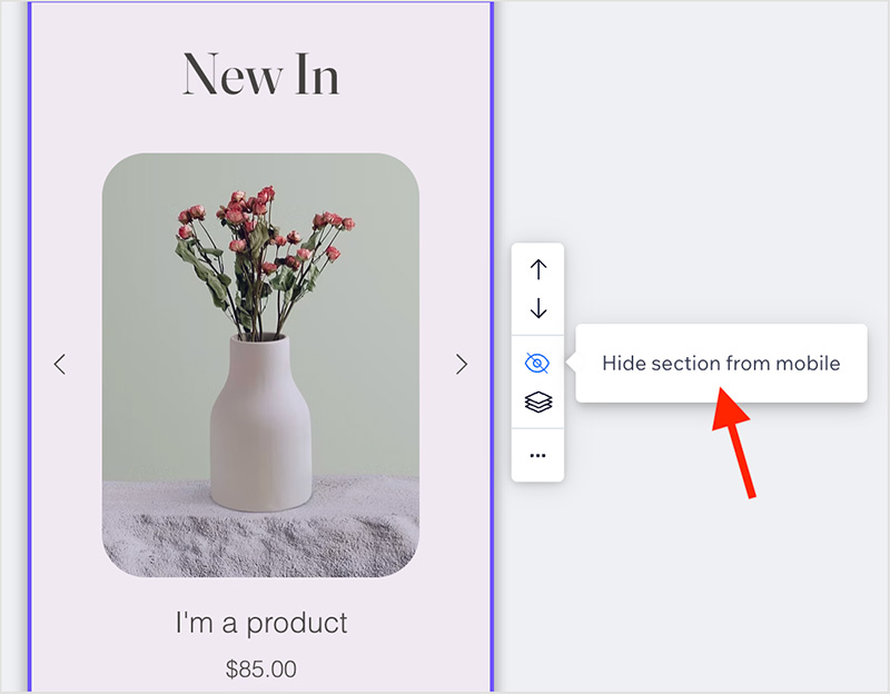 Hiding an element on a Wix mobile site