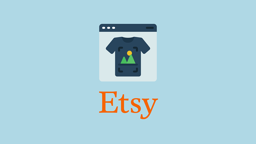 How to start a print on demand business on Etsy (image of a t-shirt and the Etsy logo)