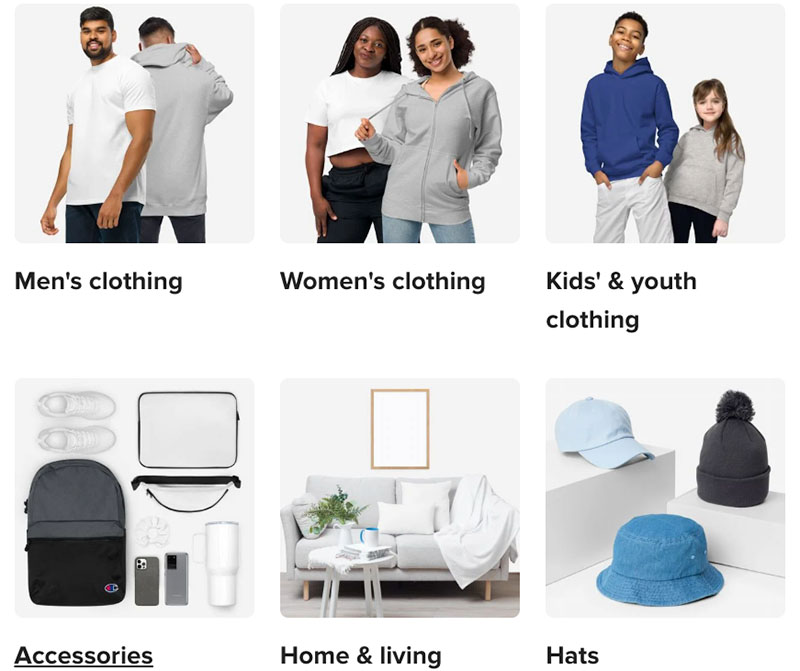 Printful’s 6 main product categories