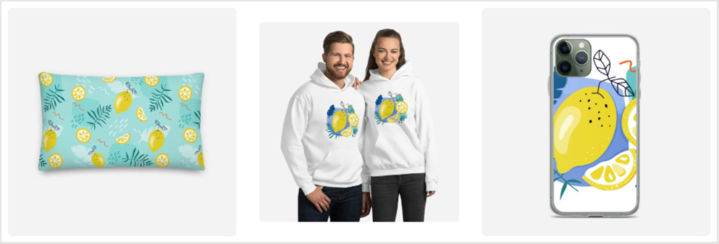 Product mockup examples from Printful