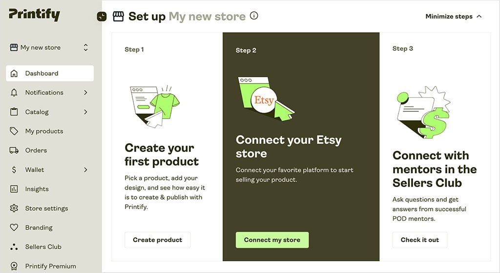 Printify dashboard