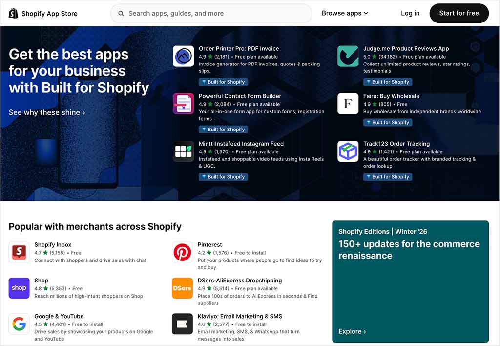 The Shopify app store