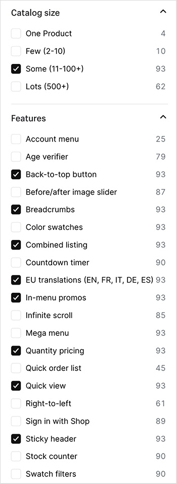 Theme filters in Shopify