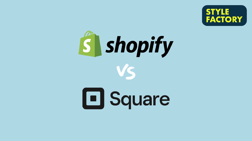 Shopify vs Square. The two company logos on a light blue background.