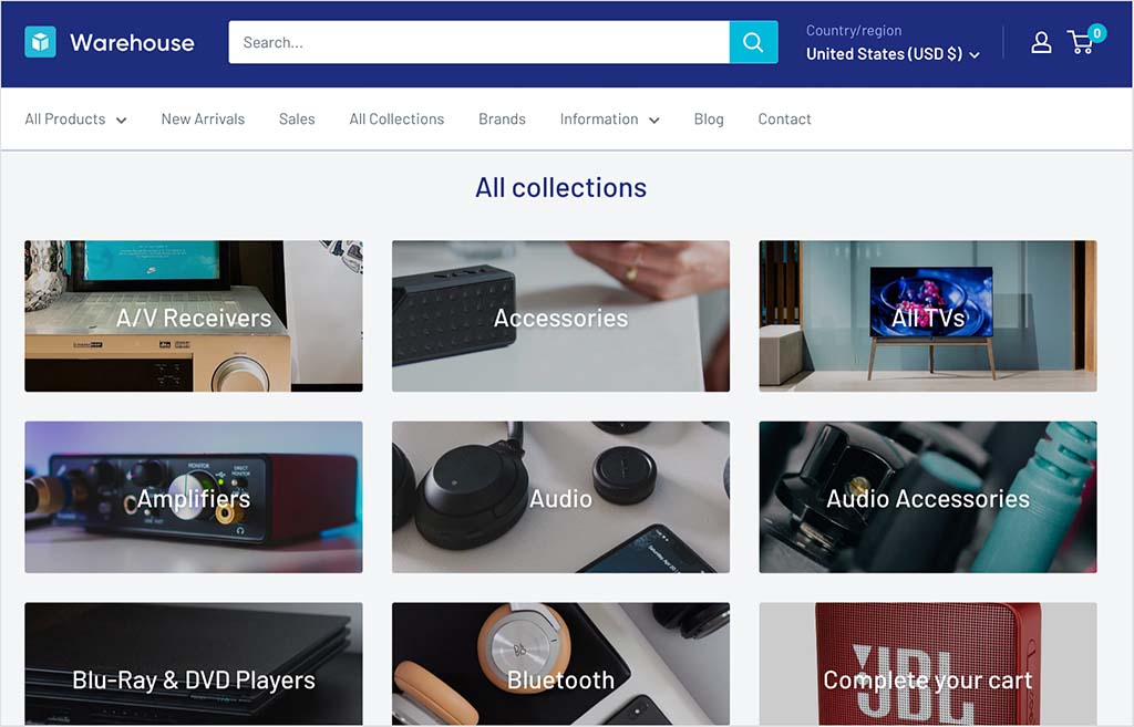 Shopify's 'Warehouse' theme