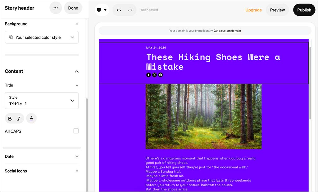 Square's 'Stories' blogging feature.