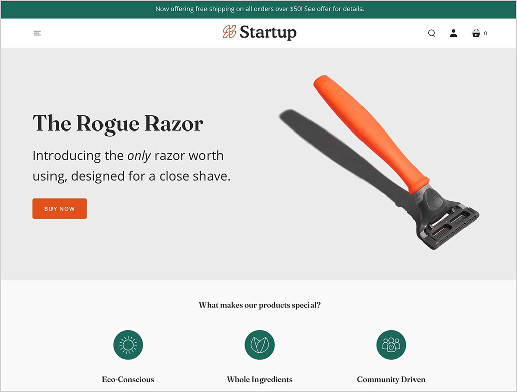 Shopify's 'Startup' theme